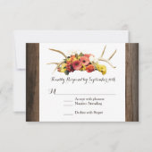 Rustic Deer Antlers Daisy Wood Weddenschap RSVP-ka RSVP Kaartje (Voorkant)