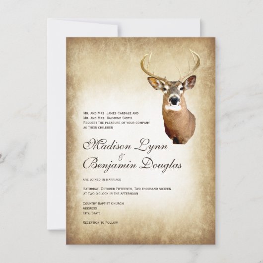 Rustic Deer Antlers die weduwen Kaart (Voorkant)