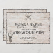 Rustic Deer Antlers Distress Wedding Invitations Kaart (Voorkant / Achterkant)