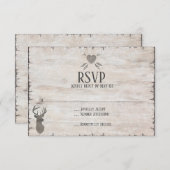 Rustic Deer Antlers Distressed Wedding RSVP Kaarte (Voorkant / Achterkant)