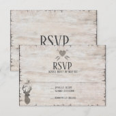 Rustic Deer Antlers Distressed Wedding RSVP Kaarte Kaartje (Voorkant / Achterkant)