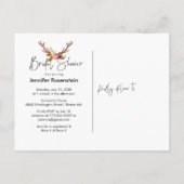 Rustic Deer Antlers Floral Vrijgezellenfeest Uitnodiging Briefkaart (Achterkant)
