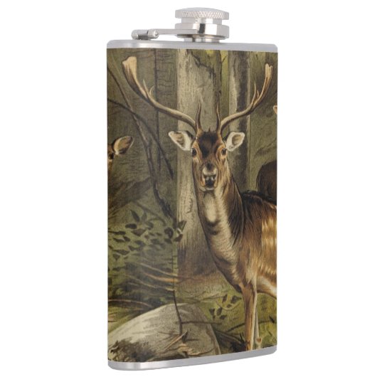 Rustic Deer Antlers Gepersonaliseerde erlenmeyer Heupfles (Rechts)