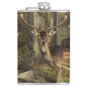 Rustic Deer Antlers Gepersonaliseerde erlenmeyer Heupfles (Voorkant)