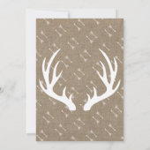 Rustic Deer Antlers Grey & Faux Burlap Baby shower Kaart (Achterkant)