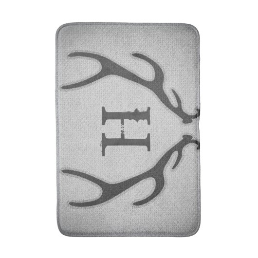 Rustic Deer Antlers Grey Faux Burlap Country Chic Badmat (Voorkant Verticaal)