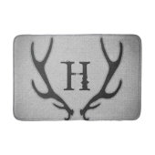 Rustic Deer Antlers Grey Faux Burlap Country Chic Badmat (Voorkant)