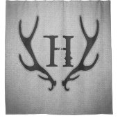 Rustic Deer Antlers Grey Faux Burlap Country Chic Douchegordijn (Voorkant)