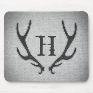 Rustic Deer Antlers Grey Faux Burlap Textuur Muismat