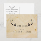 Rustic Deer Antlers Handgeschreven Bridal Shoer Uitnodiging Briefkaart (Voorkant / Achterkant)