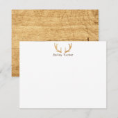 Rustic Deer Antlers jaagende Hunter Custom Name Notitiekaartje (Voorkant / Achterkant)