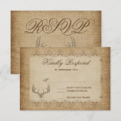 Rustic Deer Antlers jaagende RSVP-kaarten RSVP Kaartje (Voorkant / Achterkant)