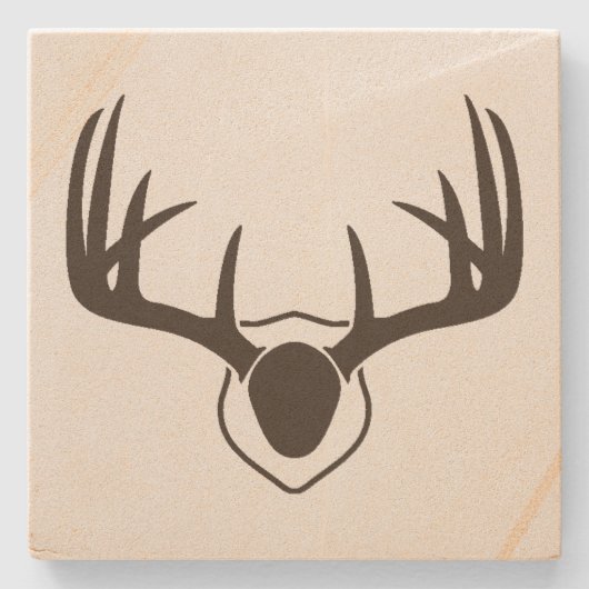 Rustic Deer Antlers jaagende zandsteenOnderzetter Stenen Onderzetter (Voorkant)