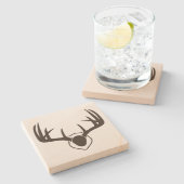 Rustic Deer Antlers jaagende zandsteenOnderzetter Stenen Onderzetter (Zijkant)