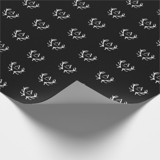 Rustic Deer Antlers Monogram Custom Color Cadeaupapier (Hoek)