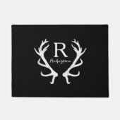 Rustic Deer Antlers Monogram, kies Uw Kleur Deurmat (Voorkant)