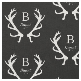 Rustic Deer Antlers Monogram, kies Uw Kleur Stof