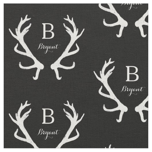 Rustic Deer Antlers Monogram, kies Uw Kleur Stof (Close Up)