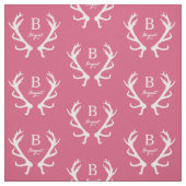 Rustic Deer Antlers Monogram, Roze Stof (Swatch)