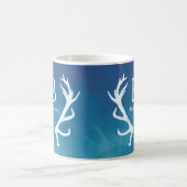 Rustic Deer Antlers Monogram Waterverf Blue Koffiemok (Center)