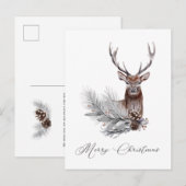 Rustic Deer Antlers Pine Cones Kerstmis Briefkaart (Voorkant / Achterkant)