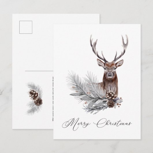 Rustic Deer Antlers Pine Cones Kerstmis Briefkaart (Voorkant / Achterkant)
