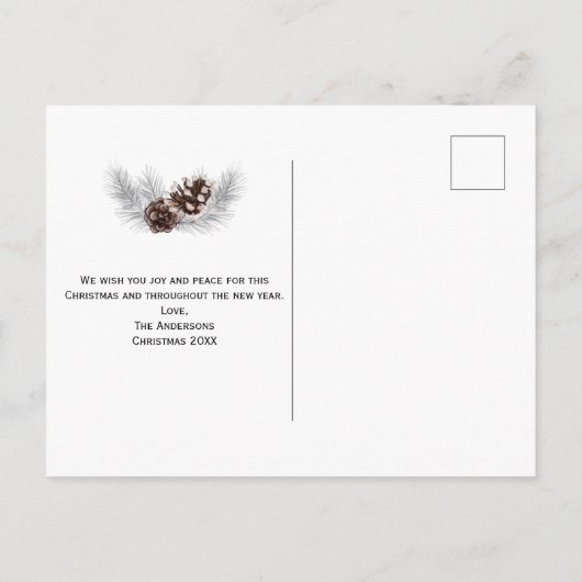 Rustic Deer Antlers Pine Cones Kerstmis Briefkaart (Achterkant)