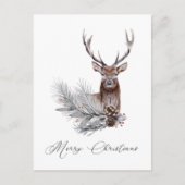 Rustic Deer Antlers Pine Cones Kerstmis Briefkaart (Voorkant)