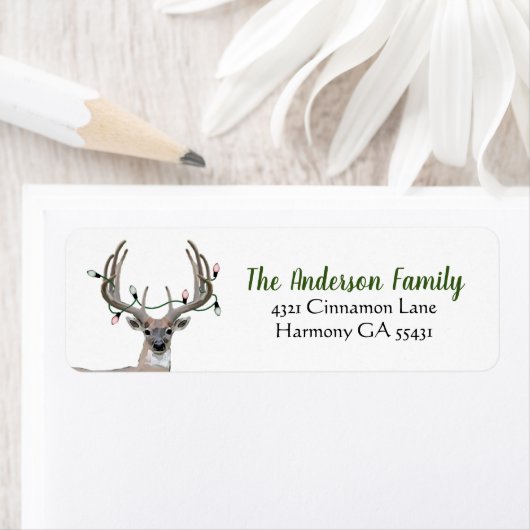 Rustic Deer Antlers retouradreslabel Etiket (Insitu)