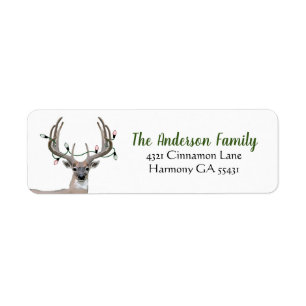 Rustic Deer Antlers retouradreslabel Etiket