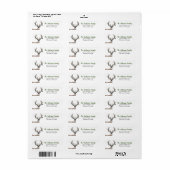 Rustic Deer Antlers retouradreslabel Etiket (Full Sheet)