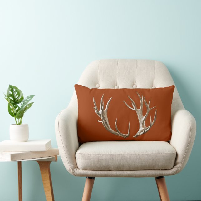 Rustic Deer Antlers Rust Oranje Lumbar Pillow Kussen (Stoel)