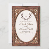 Rustic Deer Antlers twee Toonhouds kijk uitnodigin Kaart (Voorkant)