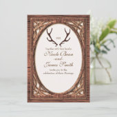 Rustic Deer Antlers twee Toonhouds kijk uitnodigin Kaart (Staand voorkant)