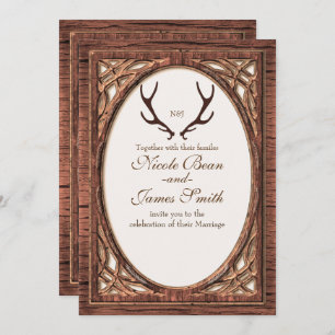 Rustic Deer Antlers twee Toonhouds kijk uitnodigin Kaart