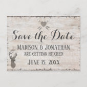 Rustic Deer Antlers Weddenschap Save the Date Brie Briefkaart (Voorkant)