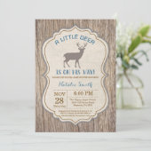Rustic Deer Baby shower Invitation Boy Kaart (Staand voorkant)