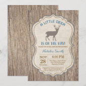 Rustic Deer Baby shower Invitation Boy Kaart (Voorkant / Achterkant)
