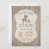Rustic Deer Baby shower Invitation Boy Kaart (Voorkant)