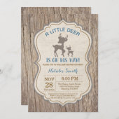 Rustic Deer Baby shower Invitation Boy Kaart (Voorkant / Achterkant)