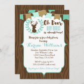 Rustic Deer Baby shower Invitation, Deer Invitate Kaart (Voorkant / Achterkant)