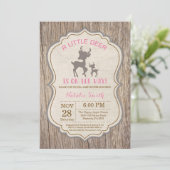 Rustic Deer Baby shower Invitation Girl Kaart (Staand voorkant)