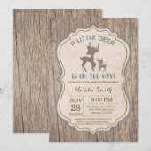 Rustic Deer Baby shower Invitation Kaart (Voorkant / Achterkant)