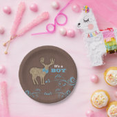Rustic Deer Baby shower Papieren Bordje (Feest)