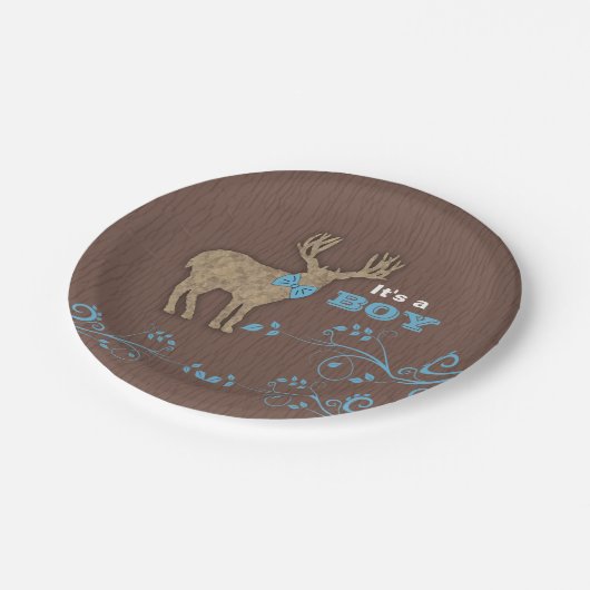 Rustic Deer Baby shower Papieren Bordje (Gekanteld)