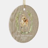 Rustic Deer Babys Eerste Kerstmis Keramisch Ornament (Rechts)
