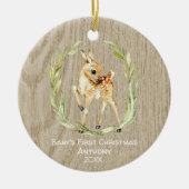 Rustic Deer Babys Eerste Kerstmis Keramisch Ornament (Voorkant)