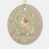 Rustic Deer Babys Eerste Kerstmis Keramisch Ornament (Links)