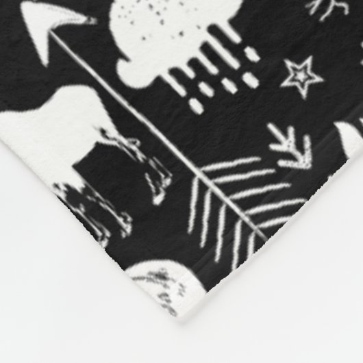 Rustic Deer Beer Fox Folk Art Pattern Fleece Deken (Hoek)