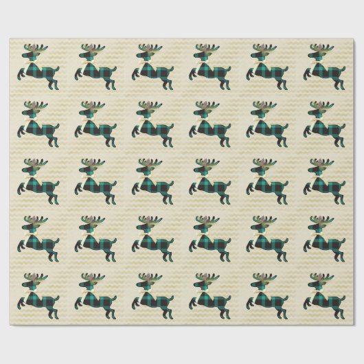 Rustic Deer Blauwgroen Gold Boho Pattern Cadeaupapier (Vlak)